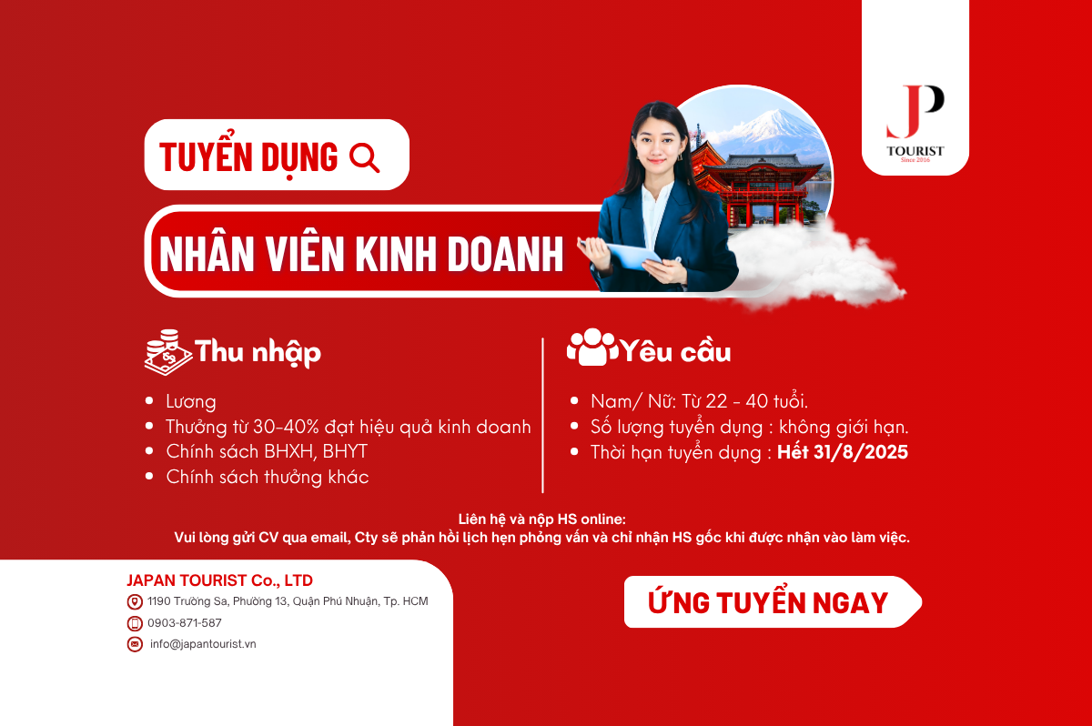 TUYỂN DỤNG NHÂN VIÊN KINH DOANH DU LỊCH – JAPAN TOURIST